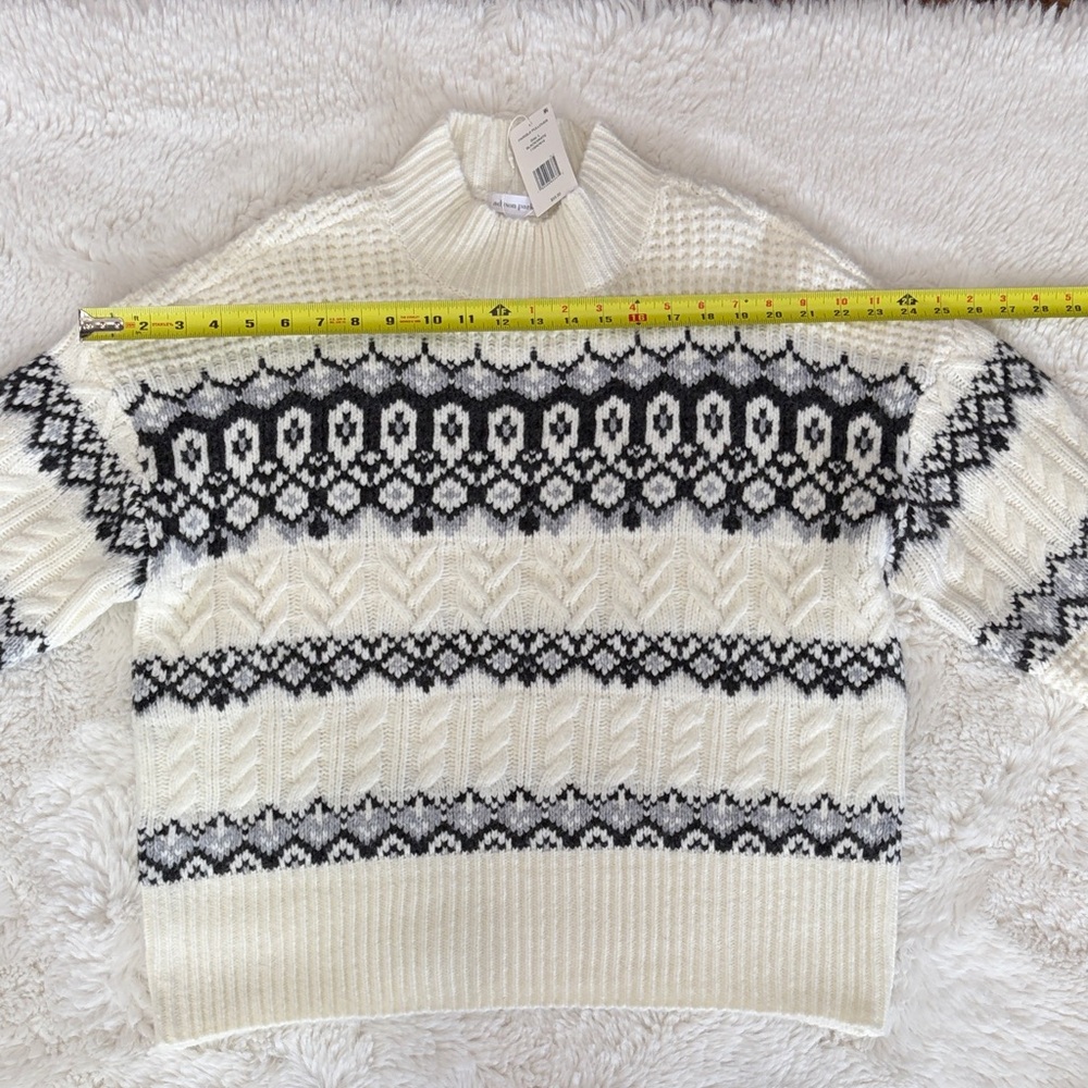Adyson Parker Black and white Fair Isle Cable Knit Sweater,Size L. - Picture 8 of 17